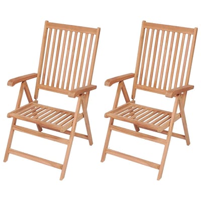 vidaXL - Verstelbare - klapstoelen, - 2 - stuks, - massief - teakhout