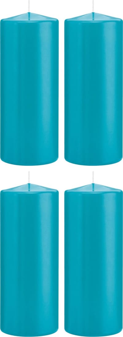 Trend Candles Cilinderkaars/stompkaars - 4x - turquoise - 8 x 20 cm - 119 branduren - horeca kaarsen