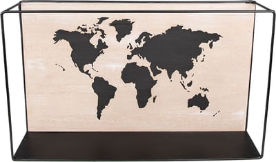 Clayre & Eef Wandrek 46x10x28 cm Zwart Bruin MDF Wereldkaart