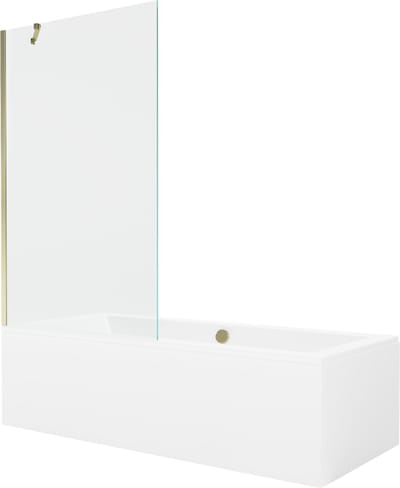 Mexen Cube rechthoekig bad 170 x 80 met ombouw en 1-delige scherm 100 , transparant, goud - 550517080X9510000050