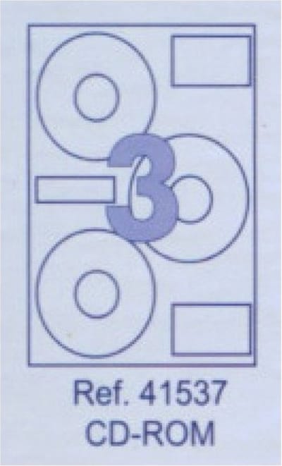 ETIKETTEN STICKERS FORPUS A4 3 CD-ROM ETIKETTEN 100 VEL (300 ETIKETTEN)