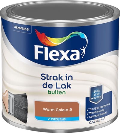 Flexa - Strak In De Lak Buitenlak Zijdeglans - Warm Colour 5 - Mengverf - 500 Ml
