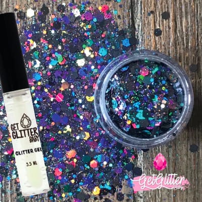GetGlitterBaby® - Biologische / Biologisch afbreekbare Zilveren Chunky Festival Glitters voor Lichaam en Gezicht Jewels / Biodegradable Face Body Glittergel - Donker Zilver en Glitter Gel HuidLijm