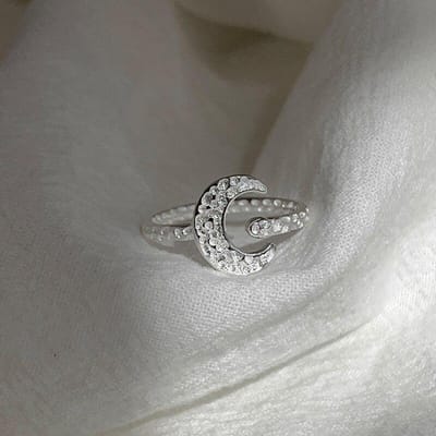 Bagues Tendance Simples Ondulées Irrégulières Lune Ajustables Pour Femmes Super Fines Fiançailles Alliance Bijoux de Fête Cadeaux Resizable gray