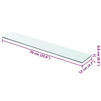 vidaXL - Wandschap - transparant - 70x12 - cm - glas