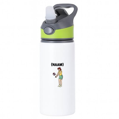 Hacebo® - Volleybal met eigen naam waterfles met rietje groen - Volleybal - Volleybalster - Sport - water fles - 650ML
