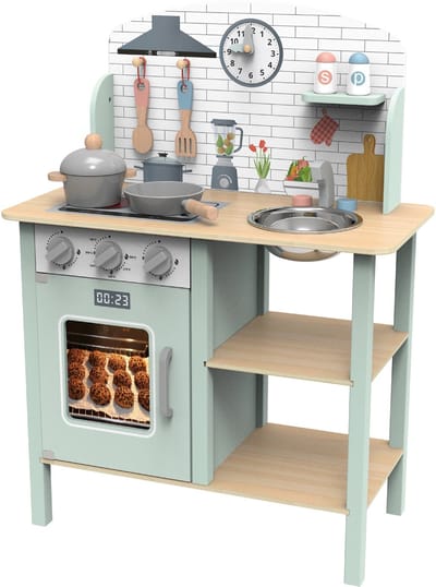 Tooky Toy Speelkeuken - FSC Hout - 10-Delige Kinderkeuken met Keukenaccessoires - Geschikt voor 3+ Jaar (Peuters) - Educatief & Montessori Speelgoed