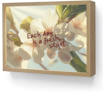 Wandlamp 40x30 cm - Oplaadbaar - Bloesems - Zonlicht - Quote - Wit - Wandlampen binnen woonkamer - Slaapkamer lamp - Decoratieve nachtlamp - Vloerlamp draadloos