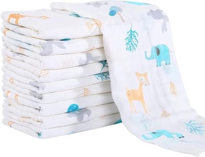 Chiffon Baby Slaapzak Set van 10 - 27 x 50 cm Vierkant, Zacht voor Gevoelige Huid, Ideaal voor Pasgeborenen en Baby's