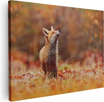 Artaza Canvas Schilderij Vos - 40x30 cm - Klein - Muurdecoratie Dieren - Wanddecoratie Bos - Schilderijen Op Canvas