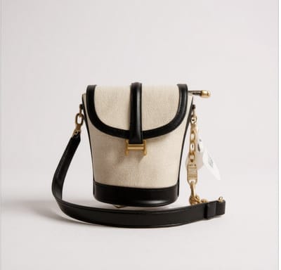 TK-S Kleine Schoudertas-Crossbodytas, geweven stof, zwarte afwerking