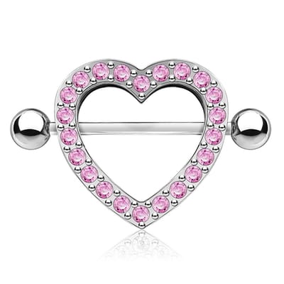 Tepelpiercing hartje 3D 1.6x14 - roze - LMPiercings
