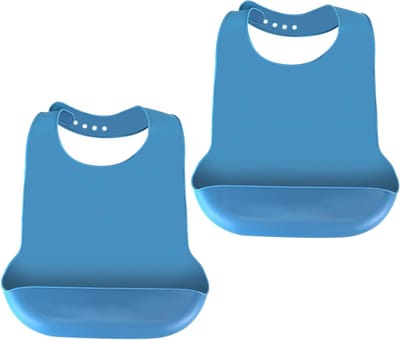 Slabbetjes voor volwassenen - Herbruikbare beschermers - Maaltijdbescherming - Waterdicht siliconen - 43 x 30 cm - Blauw en grijs