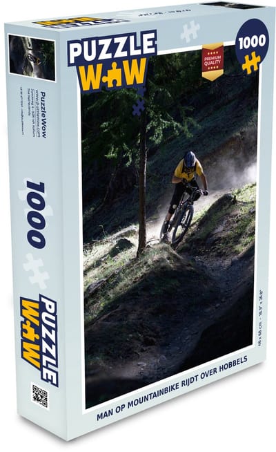 Puzzel Man op mountainbike rijdt over hobbels - Legpuzzel - Puzzel 1000 stukjes volwassenen