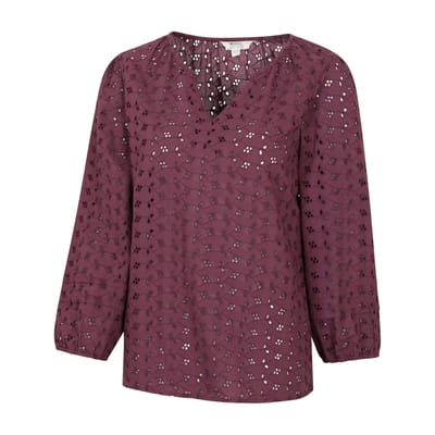 Mountain Warehouse Dames Broderie Lichte 3/4 Mouwen Casual Shirt (Paars)