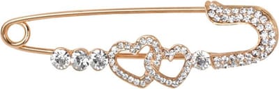 Fako Bijoux® - Sierspeld - Sjaalspeld - Vestsluiting - Vestspeld - Dubbel Hart - Kristal - 75mm - Rosé Goudkleurig