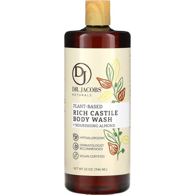 Dr. Jacobs Naturals, Gel douche riche en plantes de Castille + Amande nourrissante, 940 ml (946ml) white
