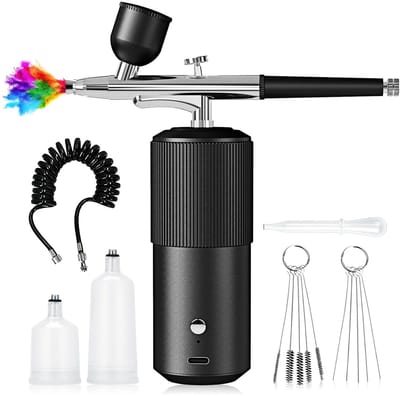 Dailygoods - Draadloze Airbrush Set - USB Opladen - Perfect voor Make-up en Creaties - Handig in Gebruik - Voor Nageldecoratie - Inclusief Multifuncti...
