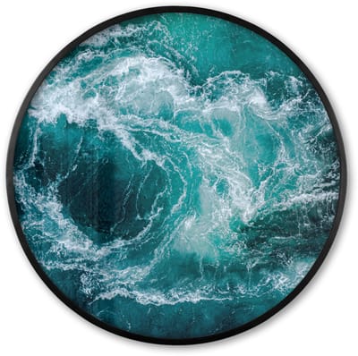 Poster in lijst Rond - Fotolijst 60x60 cm - Posters - Zee - Noorwegen - Water - Ronde posterlijst zwart - Decoratie - Wanddecoratie woonkamer - Muurdecoratie slaapkamer