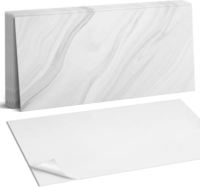 Coloray Plaktegels - Marmerpatroon met golven Wandtegel Zelfklevend - 60 cm x 30 cm - Wit Plaktegels - 6 stuks - Rechthoek PVC Tegels - Plaktegels Keuken - Zelfklevende Vloertegels Badkamer - Vinyl Tegels - Zelfklevende Wandtegels