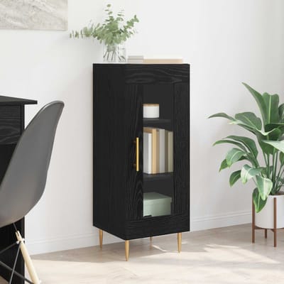 vidaXL - Dressoir - Zwart - eiken - 34 - x - 34,5 - x - 90 - cm - Bewerkt - hout