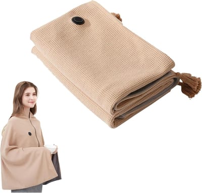 Elektrische deken - 150x80cm - Oplaadbare elektrische deken - Verwarmde deken - USB-aangedreven winterdeken - Draagbare verwarmde omslagdoek - Zachte verwarmde omslagdoek met snoer - Geschikt voor gebruik op kantoor - Beige