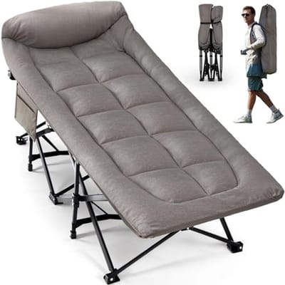 Campingbed - Opklapbed Ligbed - Buiten Ontspannen - 250 kg Draagvermogen - 190 x 70 cm - Grijs