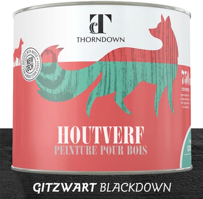 Thorndown - Houtverf Ecologisch Zwart - Eco vriendelijk - Voor binnen en buiten - Waterbasis - 750 ml - Gitzwart