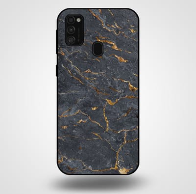 Smartphonica Telefoonhoesje voor Samsung Galaxy M21 met marmer opdruk - TPU backcover case marble design - Goud Grijs geschikt voor Samsung Galaxy M21