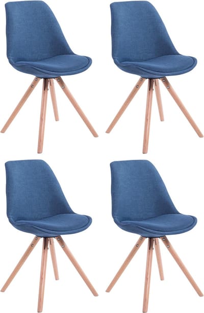 CLP Toulouse Set van 4 stoelen - Rond - Stof blauw natura