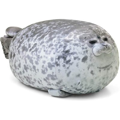 Oreiller Blob Phoque En Colère Rondouillard 3D Nouveauté Dauphin Seal Poupée Peluche Jouet Rempli Bébé Oreiller Jeté pour Dormir Cadeaux pour Enfants Filles 30cm
