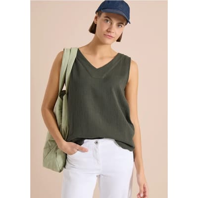 Blousetop met V-hals van mousseline