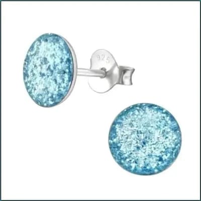 Aramat Jewels | Oorbellen | Zilveren Kinderoorbellen Glitter – Meerdere Kleuren & Vormen 925 Zilver | Rond-Blauw-7mm | |8mm | Zilver | Kinderen, Volwassenen | Verkleurd niet