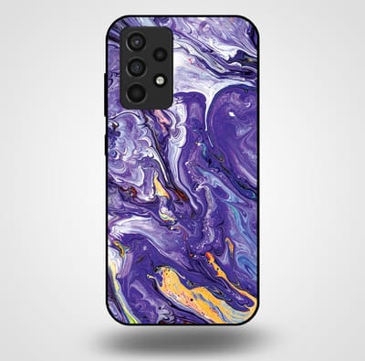 Smartphonica Telefoonhoesje voor Samsung Galaxy A52 met marmer opdruk - TPU backcover case marble design - Goud Paars geschikt voor Samsung Galaxy A52