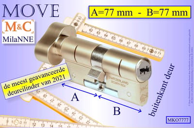 M&C MOVE high-tech security deurcilinder met Knop OVAAL 77x77 mm - SKG*** - Politiekeurmerk Veilig Wonen - inclusief gereedschap MilaNNE montageset