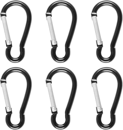 Set van 6 aluminium carabiners - compacte hengsels voor camping, wandelen en reizen