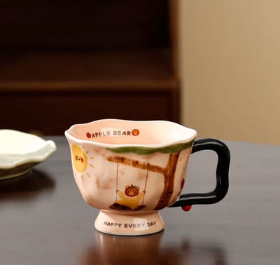 Keramische Mok "Happy Every Day" - Apple Bear Collectie - Vintage Stijl Koffie- & Theekop
