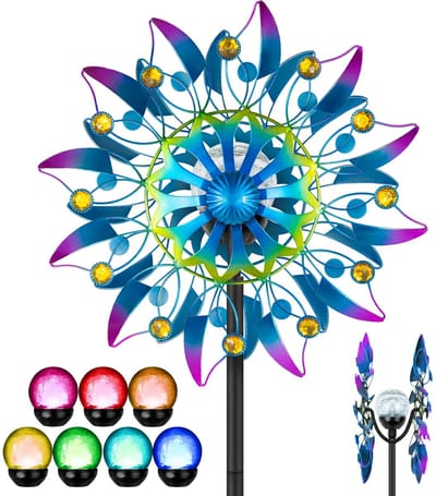 Unyqoos® Decoratieve windmolen met zonne-energie voor sfeervolle tuinverlichting