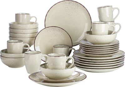 YOLO SHOP®-serviesset 8 persoons-32-delig-dinerset-aardewerk met vintage uitstraling-inclusief dinerbord
