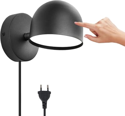 Wandlamp Binnen met Snoer - Wandlamp met Stekker voor Binnen - met Dimbare Schakelaar - Industrieel en Vintage - Slaapkamer Bedlampje - halverlichting