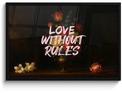 Poster in lijst - Fotolijst 90x60 cm - Posters - Liefde - Modern - Bloemen - Posterlijst zwart - Decoratie - Wanddecoratie woonkamer - Muurdecoratie slaapkamer