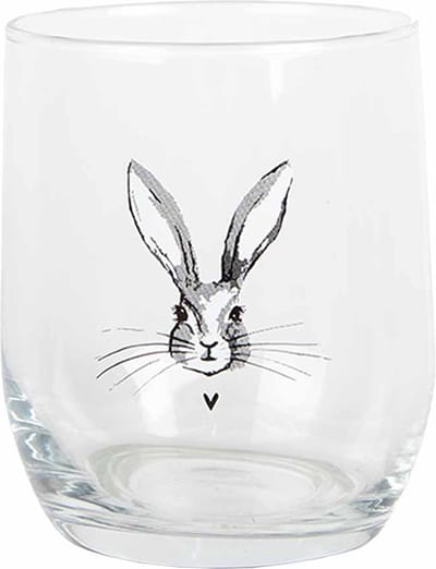 Clayre & Eef Waterglas 300 ml Transparant Glas Konijn