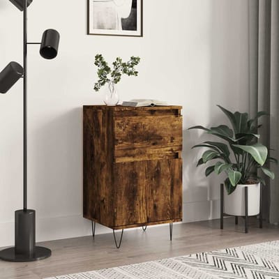 vidaXL - Dressoir - 40x35x70 - cm - bewerkt - hout - gerookt - eikenkleurig