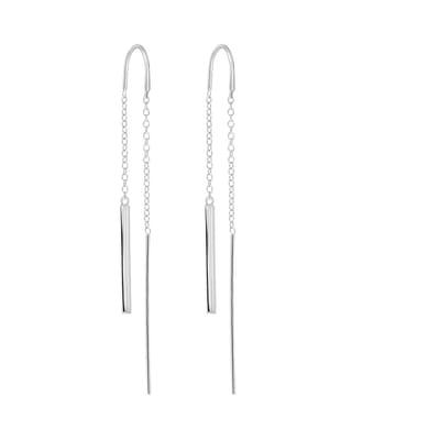 Lucardi Dames oorbellen doortrek bar - Oorbellen - Cadeau - 925 Zilver - Zilverkleurig