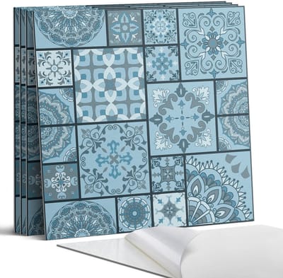 Coloray Wandpanelen Zelfklevend - Patronen in geometrische mozaïeken Zelfklevende Wandpanelen - 50 cm x 50 cm - Blauw Wandpaneel PVC - 4 stuks - Mozaïeken Wandpanelen Zelfklevend - Wandpaneel Keuken - Wandpanelen Badkamer