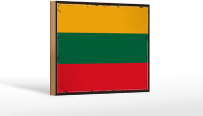 Holzschild Flagge Litauens 18x12cm Retro Flag of Lithuania Dekoration