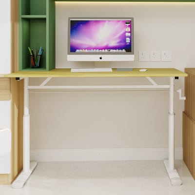 Merax Verstelbaar Bureau voor Kinderen en Volwassenen – In Hoogte Verstelbaar Bureau – Multifunctioneel Bureau voor Thuis of Kantoor – Compact Ontwerp – Houtkleur
