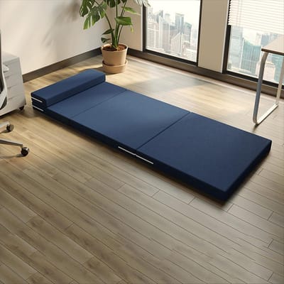 Opvouwbare Kindermatras - Vloermatras Gasten - Logeerpartijtjes Spelen - Afneembare Hoes - 150 x 60 cm - Blauw