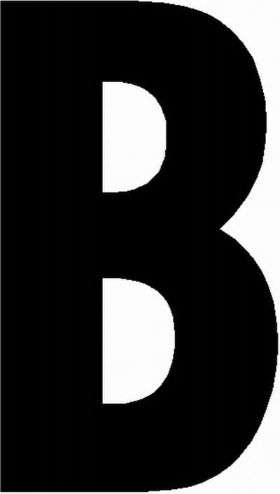 Lettersticker B ZWART 10x5cm, plakletter, huisnummersticker, toevoeging huisnummer