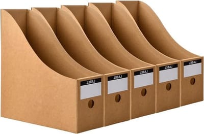Set van 5 Kartonnen Tijdschrift Cassettes, Tijdschrift Houder, Opbergdozen voor Documenten, Boeken en Kranten